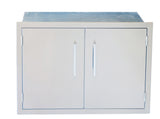 Close-up view of Sunstone's 17" x 24" Beveled Frame Weather Sealed Dry Storage Pantry featuring soft-close drawer tracks.