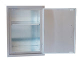 Interior view of Sunstone Signature Series 17" x 24" Weather Sealed Dry Storage Pantry showcasing inside shelf and stainless steel construction.