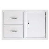 Summerset 33″ North American Stainless Steel 2-Drawer & Access Door Combo with Masonry Frame Return image showcasing its sleek stainless steel finish.