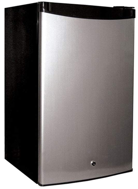 RCS Refrigerator with Reversible Door featuring stainless steel design and adjustable shelves, perfect for outdoor kitchens.
