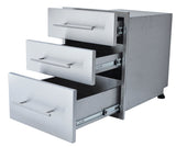 Illustration of Sunstone Designer Series 23" Triple Drawer designed to fit seamlessly in outdoor kitchen islands.