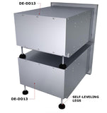 Close-up view of the Sunstone Designer Series 13" Height Double Drawer, featuring high-quality 304 stainless steel materials and adjustable self-leveling legs.