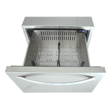 Interior view of the RCS 2-Drawer Fridge displaying spacious storage for food and drinks.