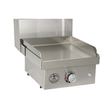 Le Griddle Wee Electric Griddle 16" with Lid showcasing its stainless steel construction, ideal for indoor and outdoor cooking.