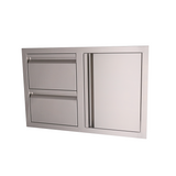 RCS Valiant Double Drawer/Door Combo - fully enclosed design with double-lined 304 stainless steel for outdoor utility.