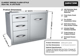 Sunstone Classic Series Flush Style 30” Tank Tray Double/Triple installed in an outdoor kitchen setting.