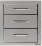 Alfresco 17" Three-Tier Storage Drawers designed for organized and functional outdoor kitchens by Alfresco.