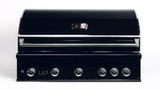 Bonfire's premium 500 Prime Black Series Built-In Grill 42" featuring a large capacity smoker box, perfect for outdoor cooking.