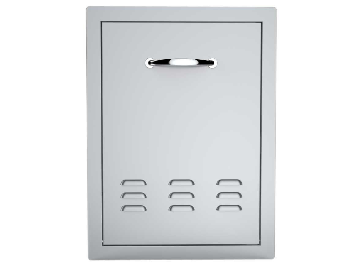 Sunstone Classic Series Flush Style 20" Tank Tray Swivel Action Door Combo - Stainless Steel BBQ component for propane tank or trash storage.