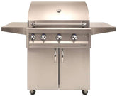 Artisan Professional 32" Cart Grill with Rotisserie Kit showcasing its sleek stainless steel design and robust features for outdoor cooking.