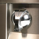 Close-up of Artisan American Eagle 26" Cart Grill's precision flame control knobs and air-cooled control panel.