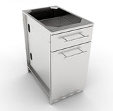 Sunstone 18" Propane/Trash Drawer Combo Cabinet featuring soft-close drawer, 304 stainless steel design, ideal for outdoor kitchens.