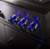 Close-up of Bonfire Whistler 500 Prime Grill Cart 42" with stainless steel burners and control knobs.