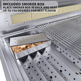 Complete setup of the Sunstone Ruby 42" 5 Burner Grill, demonstrating its spacious cooking area and advanced features.