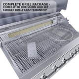 Sunstone Ruby 42" 5 Burner Built-In Grill featuring IR Burner & Rotisserie Motor, perfect for outdoor cooking.