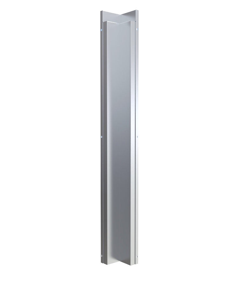 Sunstone 3" x 3" 90 Degree Corner Spacer Panel for Full Height Wall Cabinet Front, constructed from 304 stainless steel with a brushed finish, ideal for creating sleek corner solutions in kitchen cabinetry.