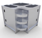 Interior view of Sunstone 12"x12" Corner Cabinet with Swivel Shelves featuring 360 degree rotating lazy Susan shelves, ideal for storing kitchen essentials.