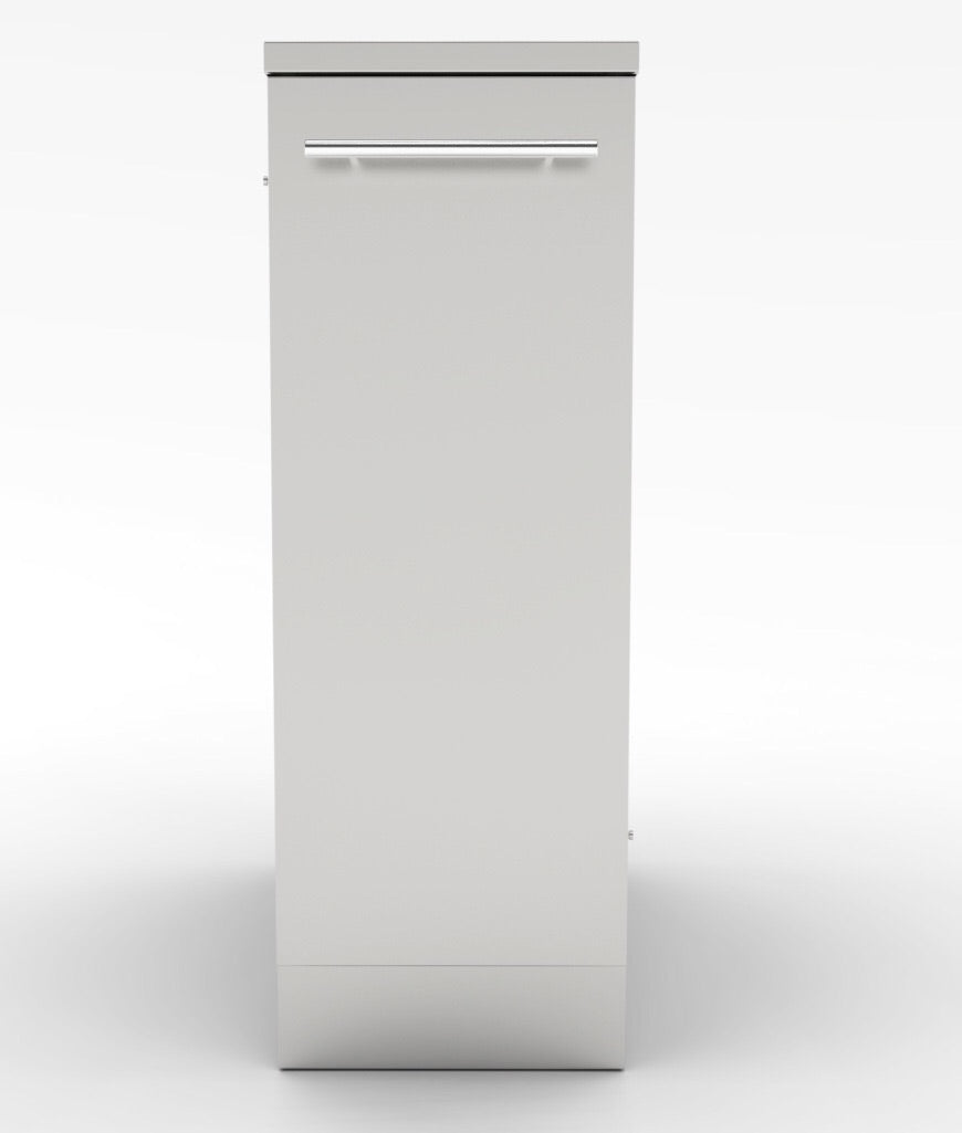 Close-up view of Sunstone 12" Spice Rack Drawer w/Two Removable Bins displaying the elegant brushed finish and removable condiment baskets.