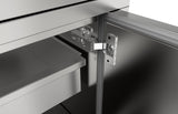 Sunstone 30" Weather Sealed Dry Storage Pantry showcasing its sleek design and functional shelves for outdoor cooking.