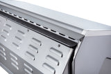 Close-up of Sunstone Ruby 30" 3 Burner Pro-Sear Grill with LED control knobs and halogen lights.