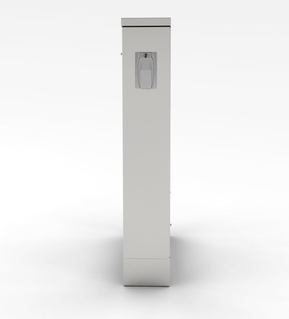 Sunstone Stainless Steel 6" Spacer Base Cabinet in a beautifully arranged outdoor kitchen setting, ideal for electrical needs.