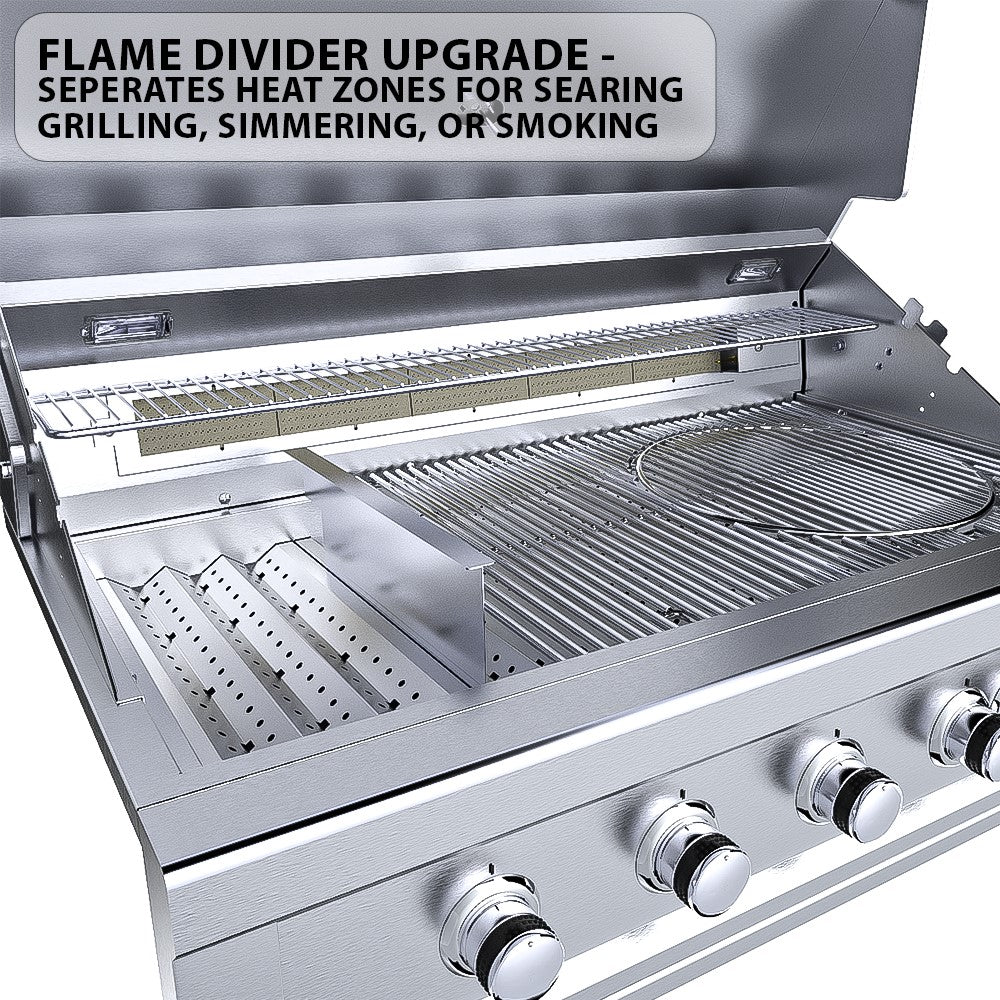 Sunstone Ruby 42" Built-In Grill demonstrating variable cooking grid spacing for versatile grilling.