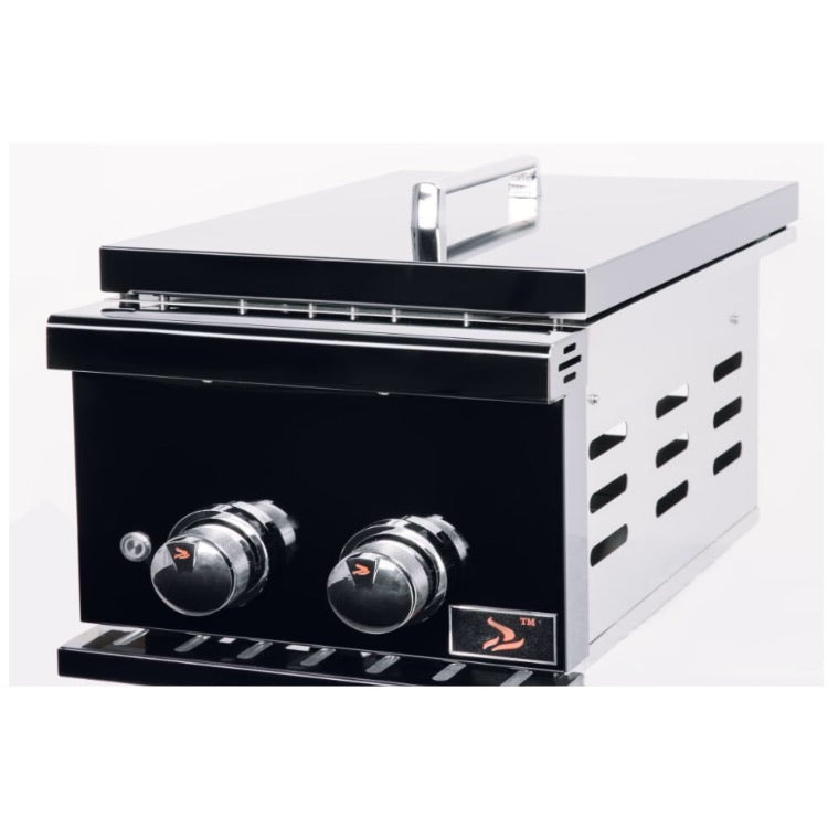 Bonfire Prime Double Side Burner Black Series showcasing sleek design and durable 304 black stainless steel construction.