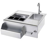 Summerset Lighted Beverage Center with LED illumination, featuring ice compartment, sink, and towel holder.