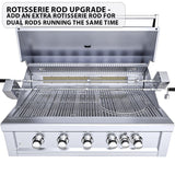 Sunstone Ruby 42" 5 Burner Built-In Grill equipped with rotisserie motor and smoker box, ideal for BBQ enthusiasts.