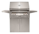 Alfresco 30" Cart Grill with Rotisserie System showcasing its sleek stainless steel design and advanced cooking features.