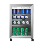 Equator Advanced Appliances OR230 Outdoor Refrigerator showcasing its sleek stainless steel design, electronic temperature control, and three wire shelves, perfect for outdoor bar and patio use.