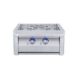 RCS Pro Burner Side Burner ASB3 showcasing its durable 304 stainless steel construction and blue LED control lights.