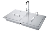 Sunstone ADA Compliant Single Sink displayed in an outdoor kitchen setup, highlighting its modern aesthetic and practical features.