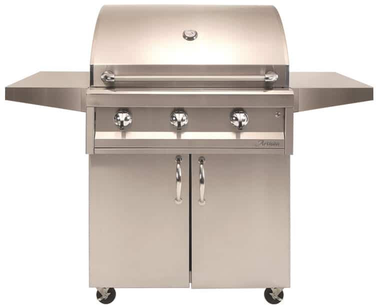 Artisan American Eagle 32" Cart Grill, 3 Burner - close-up of stainless steel cooking grates showcasing durability and quality.