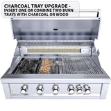 Sunstone Ruby 42" 5 Burner Built-In Grill with IR Burner and Rotisserie Motor, showcasing its stainless steel construction and powerful performance.