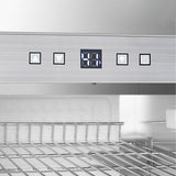 Close-up of the interior of Equator Advanced Appliances OR230 Outdoor Refrigerator featuring stainless steel wire shelves.