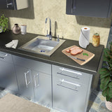 Sunstone ADA Compliant Single Sink showcasing its contemporary drop-in design with a sleek stainless steel finish.