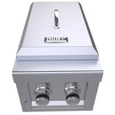 Sunstone Ruby Series 13" Slide-in Versa Double Burner showcasing the sleek design and durable stainless steel construction.