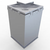 Sunstone Stainless Steel 12" x 12" Full Height 360 Swivel Door Corner Cabinet with Three Shelves showcasing its elegant design and sturdy construction.