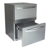 Stylish RCS 2-Drawer Fridge with modern design, perfect for outdoor kitchens. Features dual drawers and LED lights for easy access.
