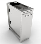 Sunstone 12" Spice Rack Drawer w/Two Removable Bins showcasing its stainless steel design and storage capacity for BBQ tools and condiments.