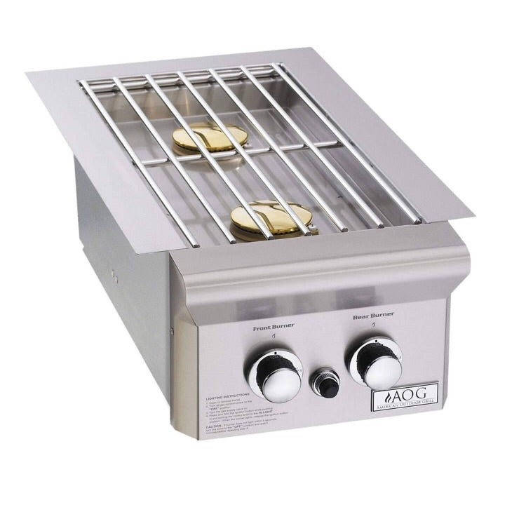 American Outdoor Grill T-Series Drop-In Double Side Burner with stainless steel construction, perfect for custom grill islands.