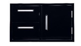 Bonfire Black Door & Drawer Combo 22" x 33" - sleek stainless steel outdoor kitchen storage solution with drawers and towel rack.