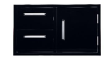 Bonfire Black Door & Drawer Combo 22" x 33" - sleek stainless steel outdoor kitchen storage solution with drawers and towel rack.