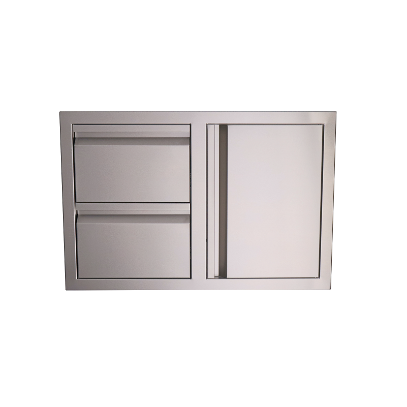 RCS Valiant Double Drawer/Door Combo - stainless steel storage solution for outdoor kitchens, featuring soft-close drawers.