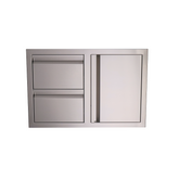 RCS Valiant Double Drawer/Door Combo - stainless steel storage solution for outdoor kitchens, featuring soft-close drawers.