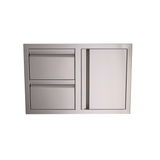 RCS Valiant Double Drawer/Door Combo - stainless steel storage solution for outdoor kitchens, featuring soft-close drawers.
