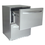 RCS 2-Drawer Fridge showcasing digital controls and a modern design for outdoor use.