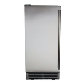 RCS UL Rated Ice Maker showcasing stainless steel design and reversible hinge for outdoor use.