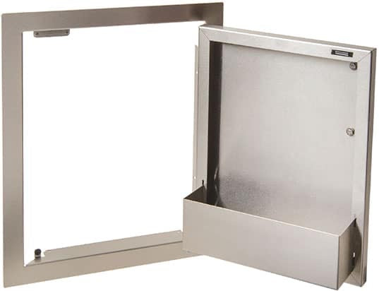 Close-up of Artisan Single Door 17" Right or Left Hinge with magnetic closure and polished handles.